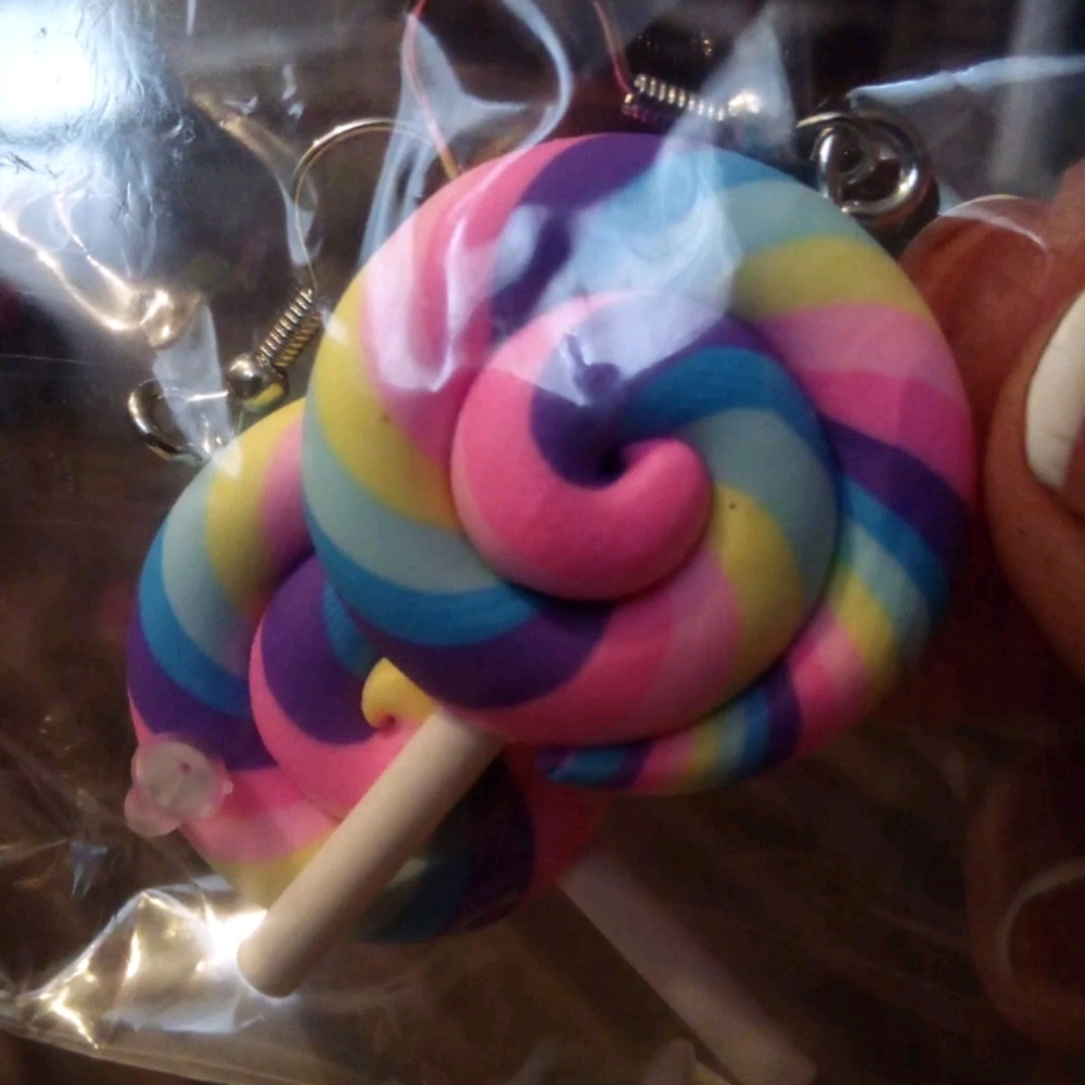 Colorful Swirl Lollipop Earrings